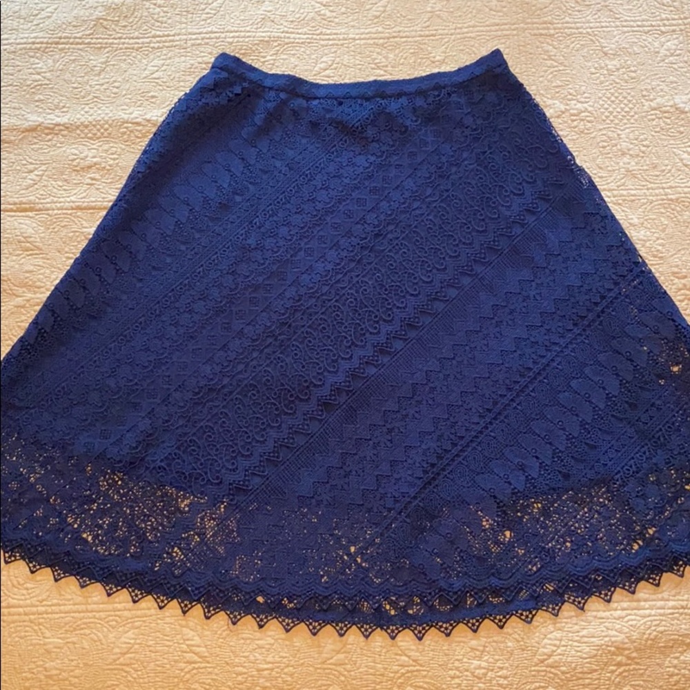 JCREW Navy Lace Skirt, Size 14